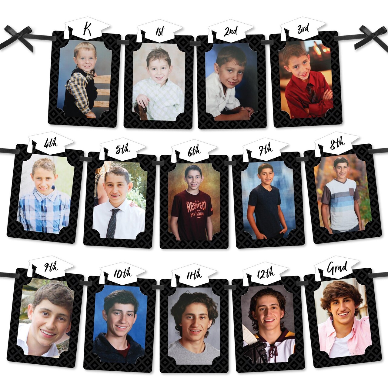 Big Dot of Happiness Black and White Grad - Best is Yet to Come - DIY Graduation Party Decor - K-12 School Picture Display - Photo Banner